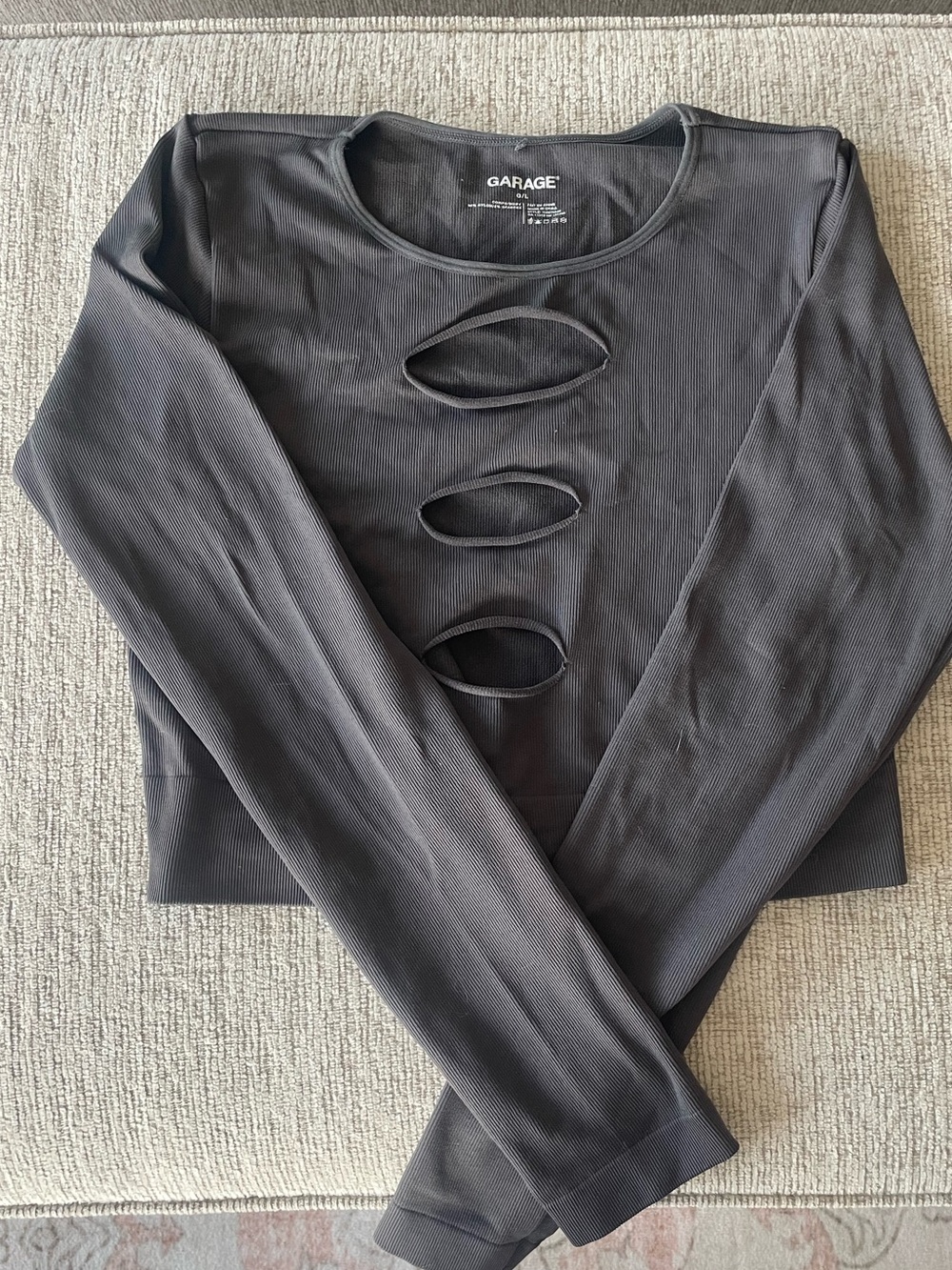 Garage Black Long Sleeve Cutout Crop Top